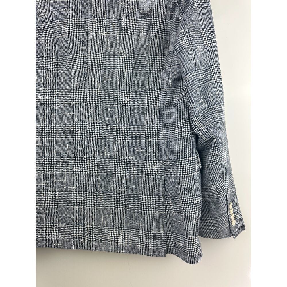 Zara Man Blazer Jacket Plaid Houndstooth Navy Blue & White US Men's Size 42 - Picture 11 of 13